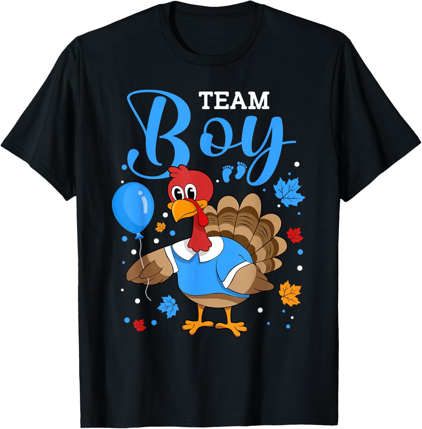 Team Boy Gender Reveal Baby Announcement Thanksgiving T-Shirt - T-Shirt | Black