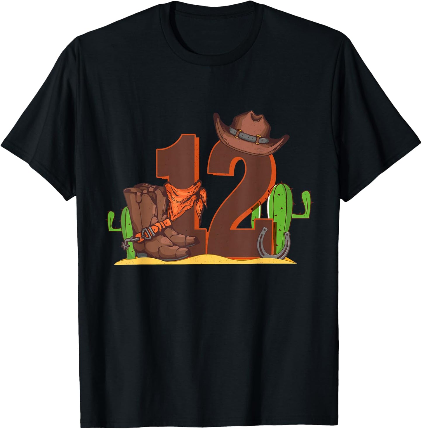 12th Birthday Boy 12 Year Old Rodeo Western Cowboy Howdy T-Shirt - T-Shirt | Black