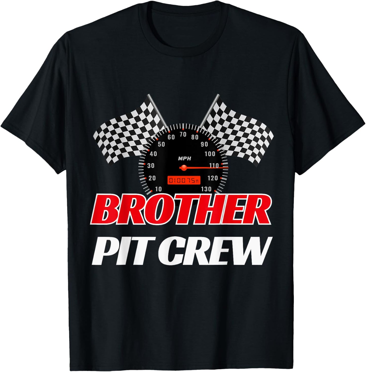 Brother Pit Crew Race Car Birthday Party Racing T-Shirt - T-Shirt | Black