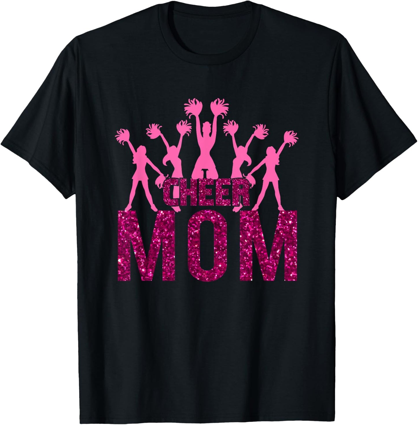 Cheer Mom Pink Color Cheerleader Girls Cheerleading Woman T-Shirt - T-Shirt | Black