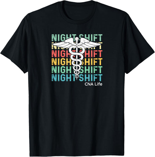 Nurse Medical Night Shift CNA T-Shirt - T-Shirt | Black