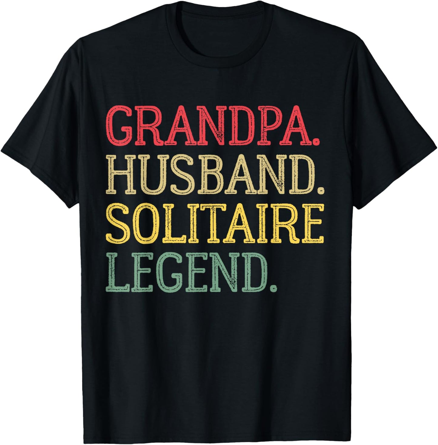 Grandpa Husband Solitaire Legend Vintage Solitaire Game T-Shirt - T-Shirt | Black