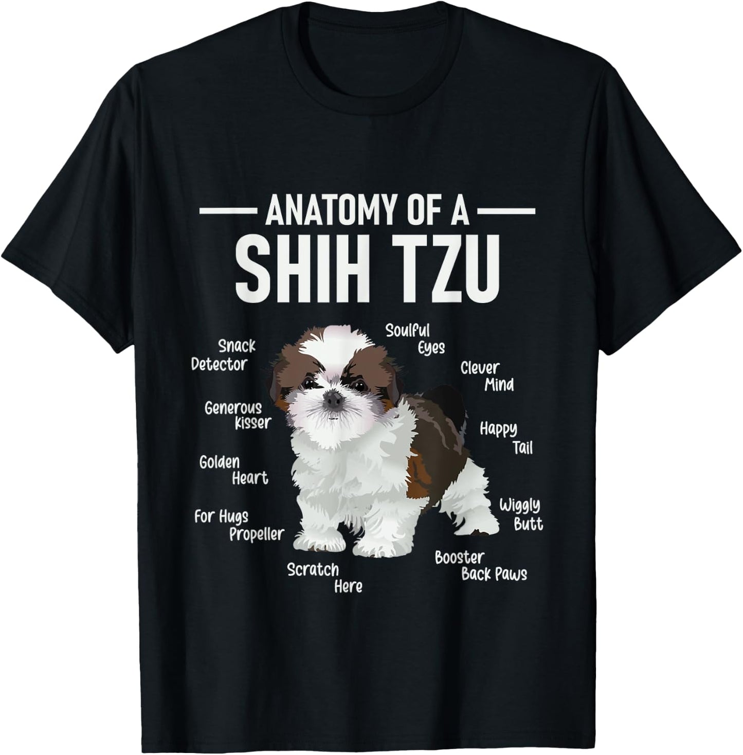 Anatomy Of Shih Tzu - Animal Dog Breeder Canine Lover T-Shirt - T-Shirt | Black
