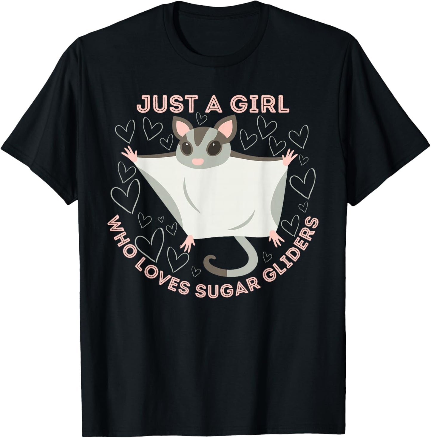 Just a Girl Who Loves Sugar Gliders Cute Sugar Glider Lover T-Shirt - T-Shirt | Black