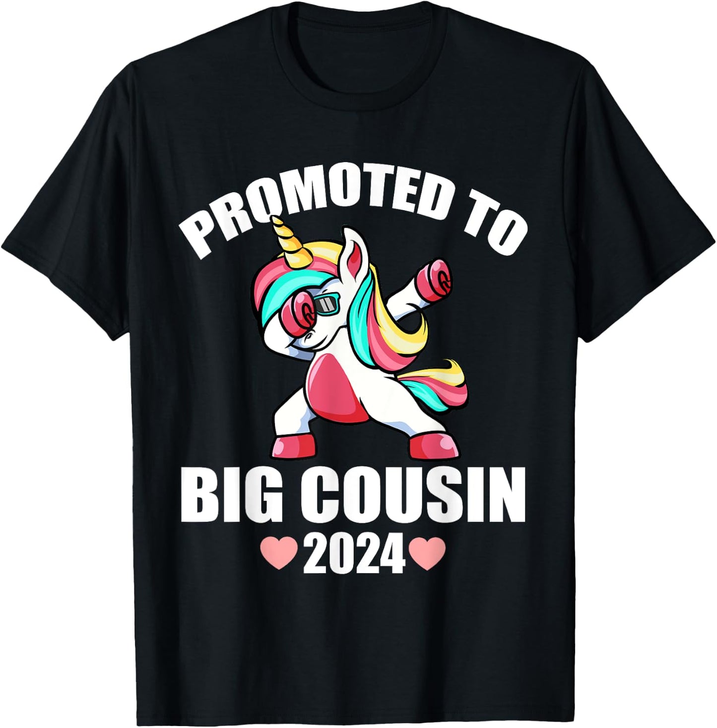 Dabbing Unicorn Shirts For Kids, Promoted To Big Cousin 2024 T-Shirt - T-Shirt | Black