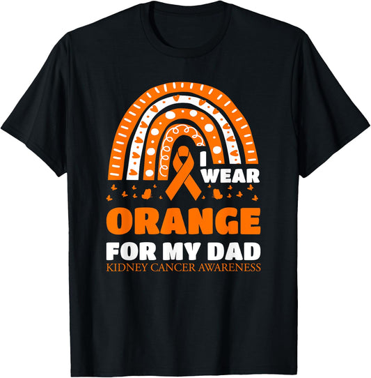 I Wear Orange For My Dad Kidney Cancer Warrior Daughter Kids T-Shirt - T-Shirt | Black
