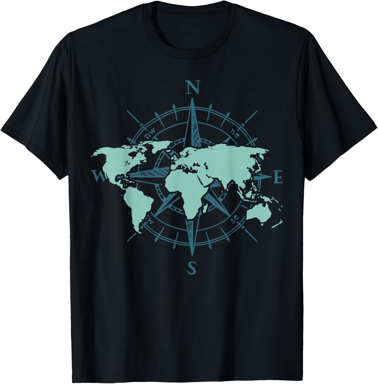 Cartography Traveler Travelling Compass World Map Small T-Shirt - T-Shirt | Black