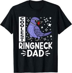 Coolest Ringneck Parrot Dad I Violet Indian Ringneck T-Shirt - T-Shirt | Black