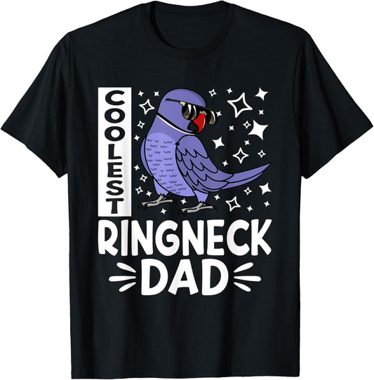 Coolest Ringneck Parrot Dad I Violet Indian Ringneck T-Shirt - T-Shirt | Black