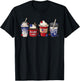 Red White Blue Latte Ice Coffee USA 4th Of July Patriotic Women Kids Men T-Shirt - T-Shirt | Black