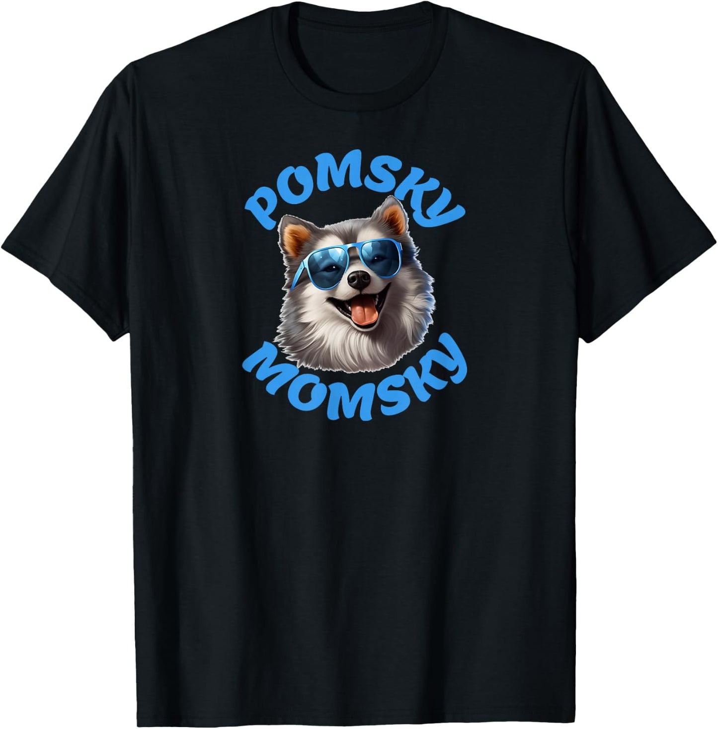 Pomsky Momsky Pomeranian Husky Lovers funny T-Shirt - T-Shirt | Black