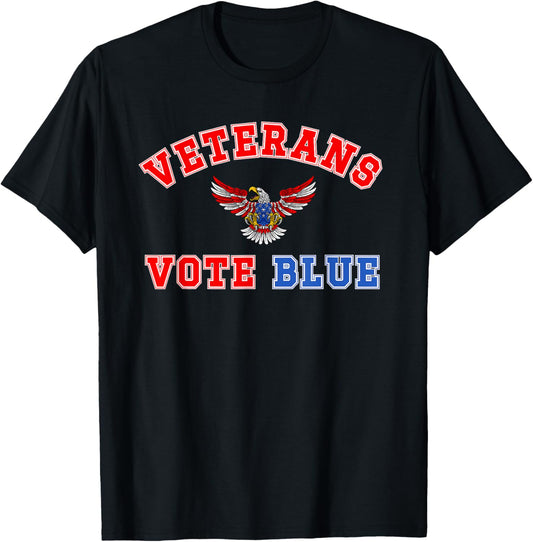 Veterans Vote Blue, Military Democrat, Dem Vet, Vote Blue T-Shirt - T-Shirt | Black