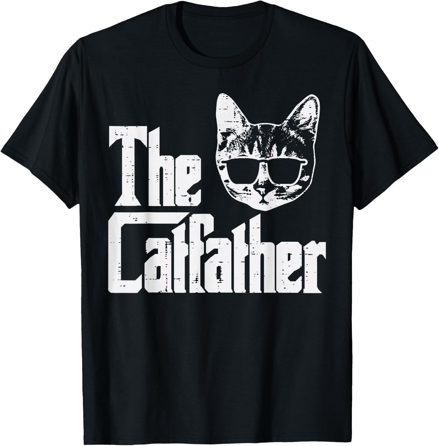 The Catfather Funny Cat Dad Fathers Day Movie Pun Papa Men T-Shirt - T-Shirt | Black