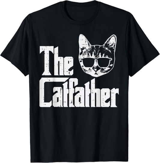 The Catfather Funny Cat Dad Fathers Day Movie Pun Papa Men T-Shirt - T-Shirt | Black
