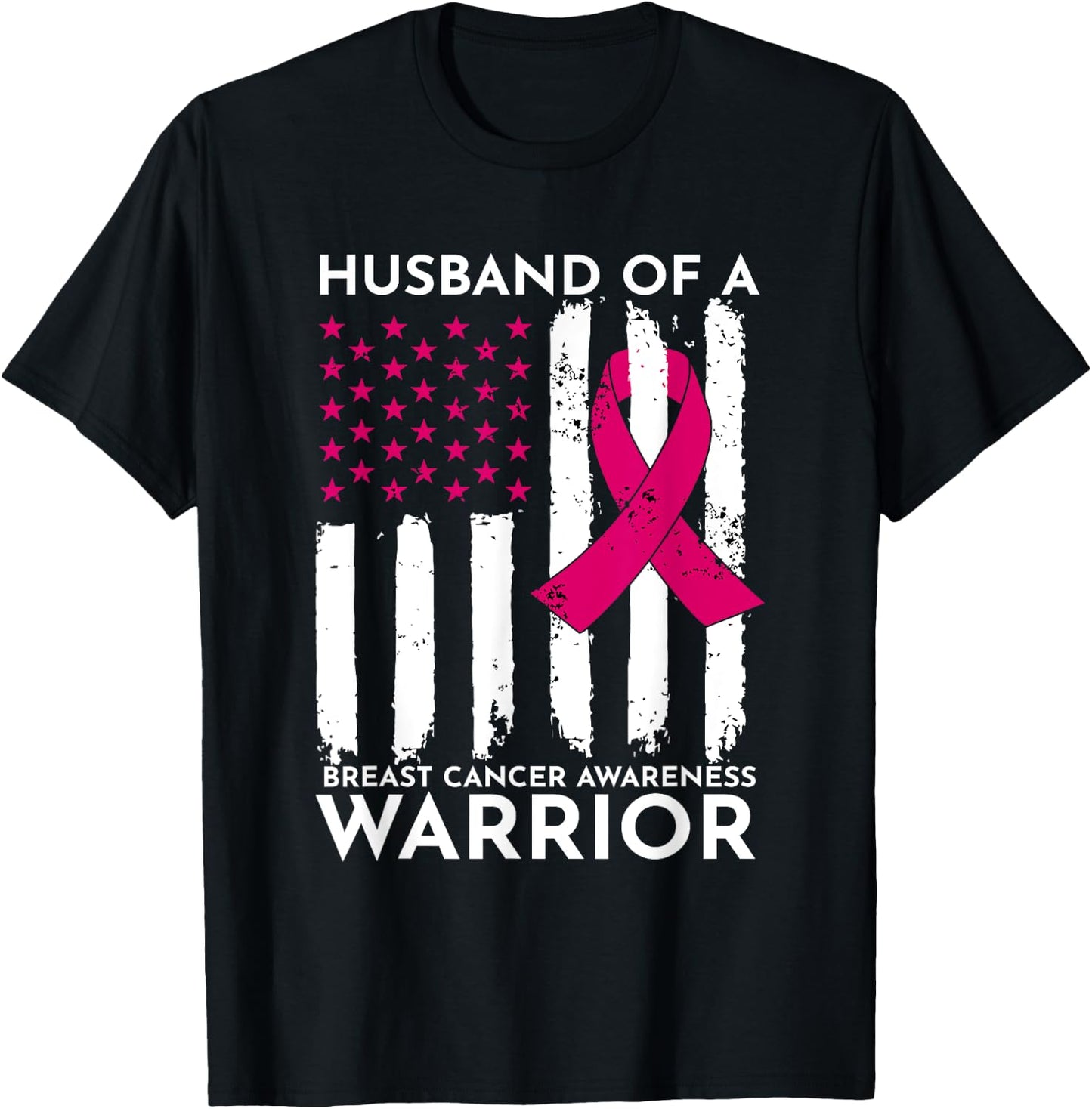 Pink Husband Of A Breast Cancer Awareness Month Warrior T-Shirt - T-Shirt | Black