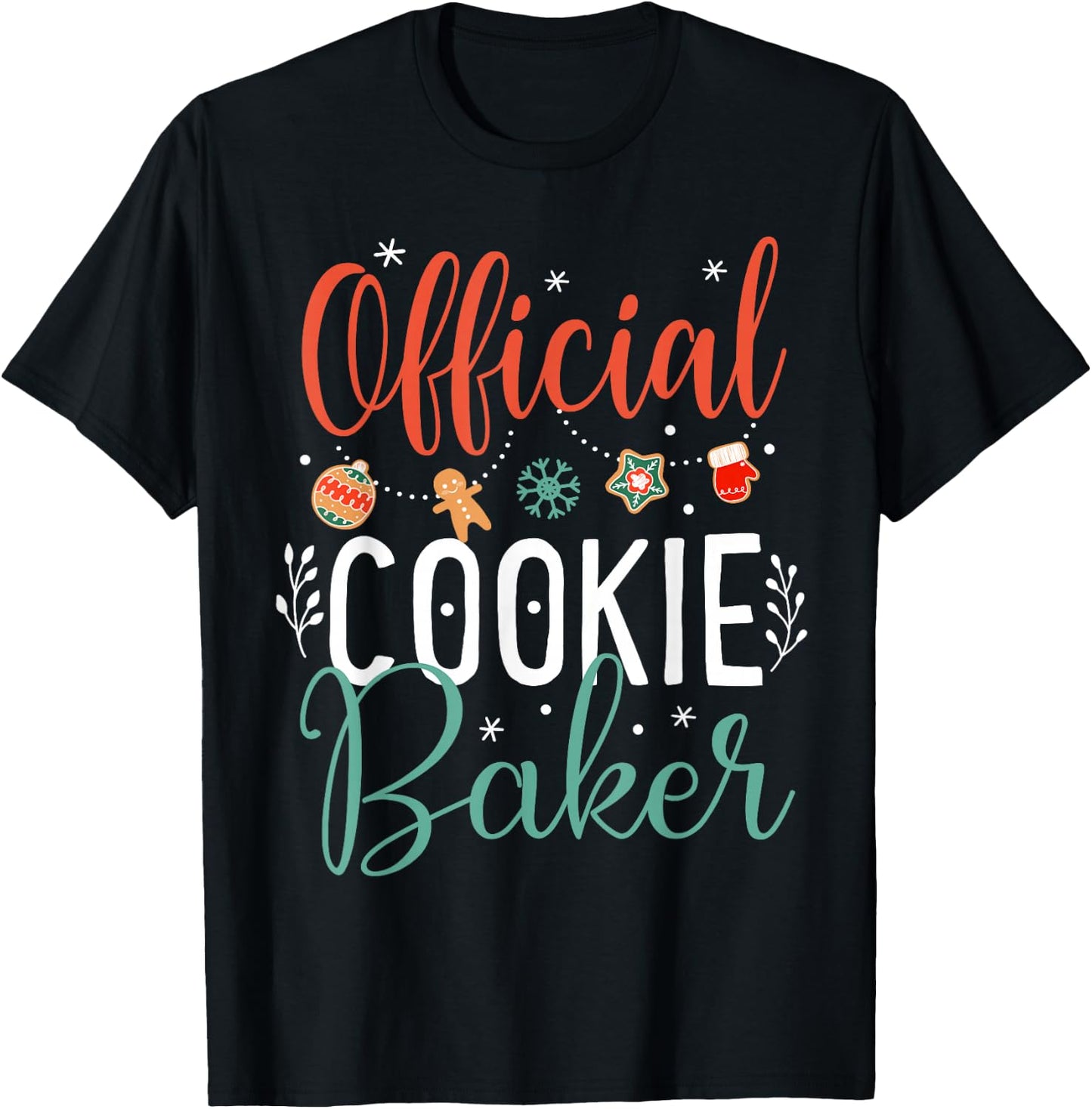 Official Cookie Baker Funny Christmas Couples Matching T-Shirt - T-Shirt | Black