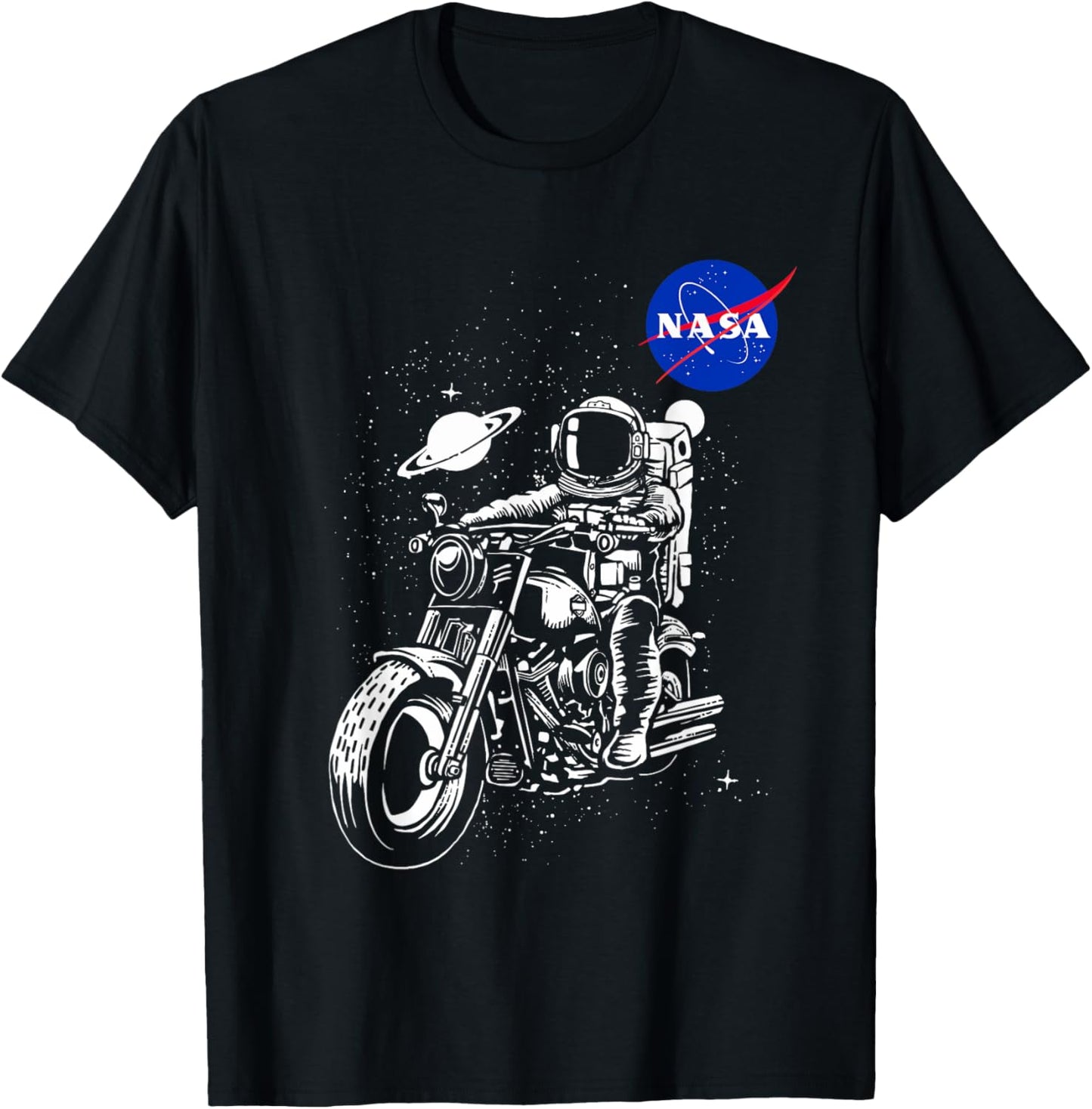 NASA Astronaut Motorcycle Rider in the Galaxy T-Shirt - T-Shirt | Black