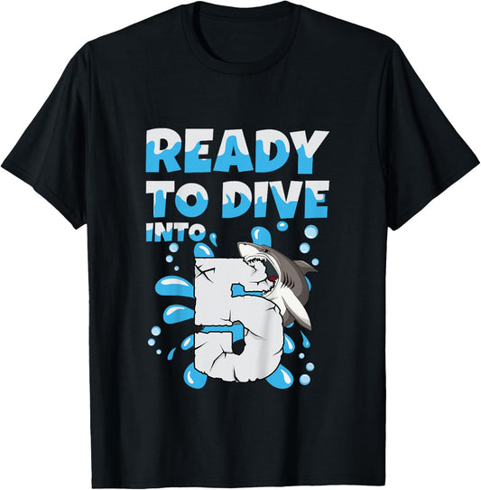 Kids Ready to dive into 5 Design for a 5 years old birthday boy T-Shirt - T-Shirt | Black