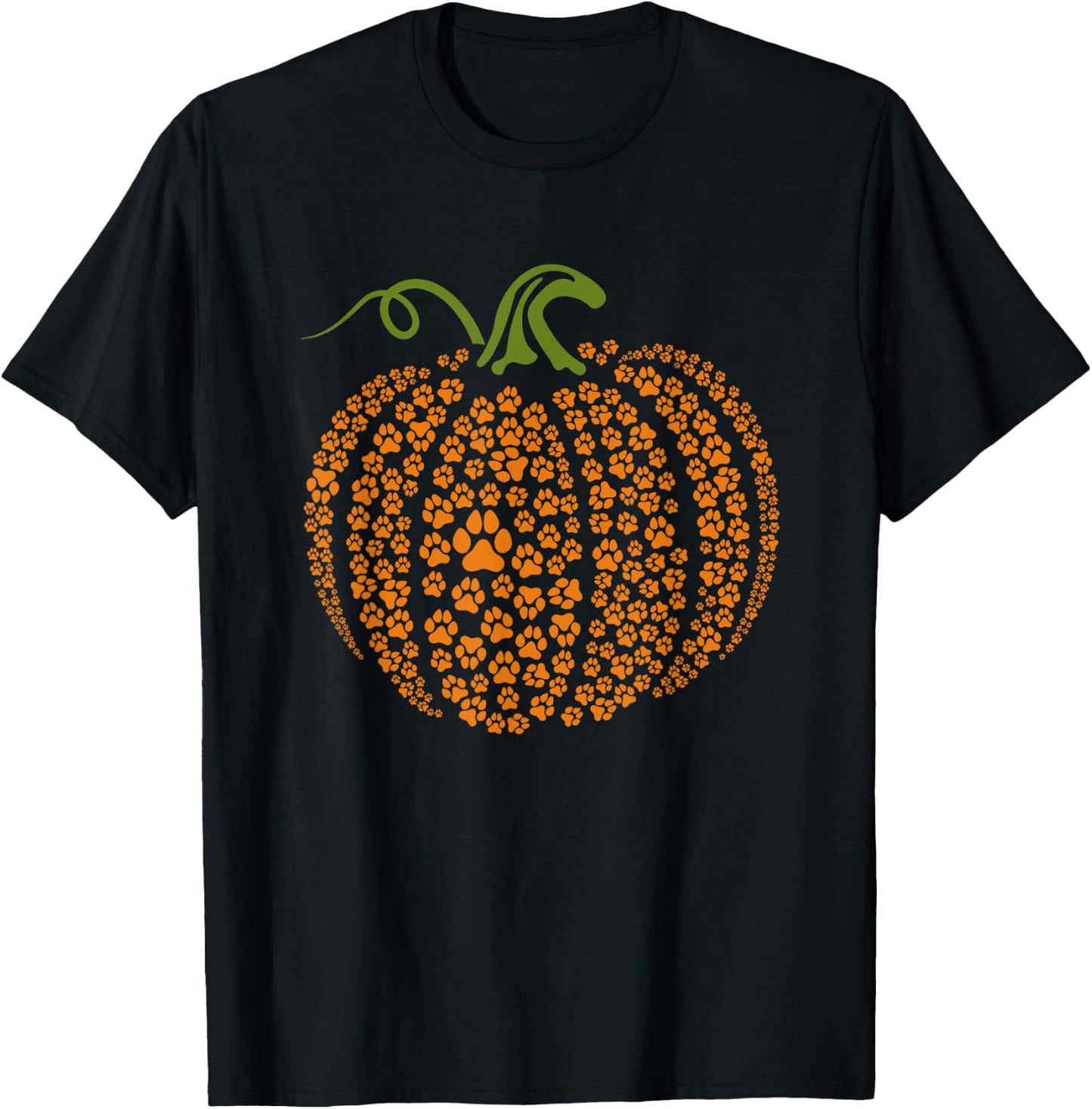 Pumpkin Dog Paw Print Lazy Halloween Costume Puppy Lover T-Shirt - T-Shirt | Black