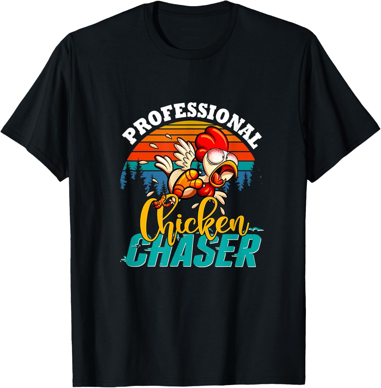 Professional Chicken Chaser Vintage Retro Running Animal T-Shirt - T-Shirt | Black