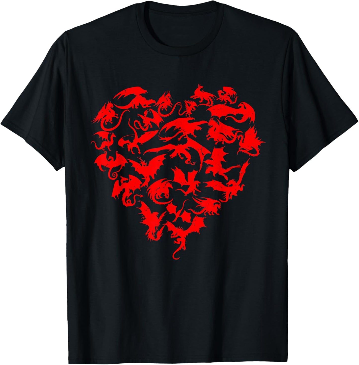 Dragons Love Heart of Kids women Teen Girls T-Shirt - T-Shirt | Black