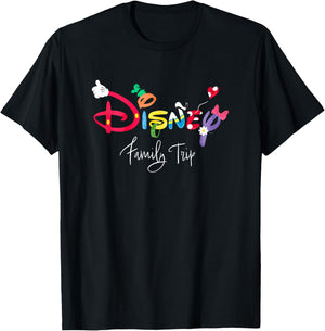 Disney Mickey & Friends Character Letters Disney Family Trip T-Shirt - T-Shirt | Black