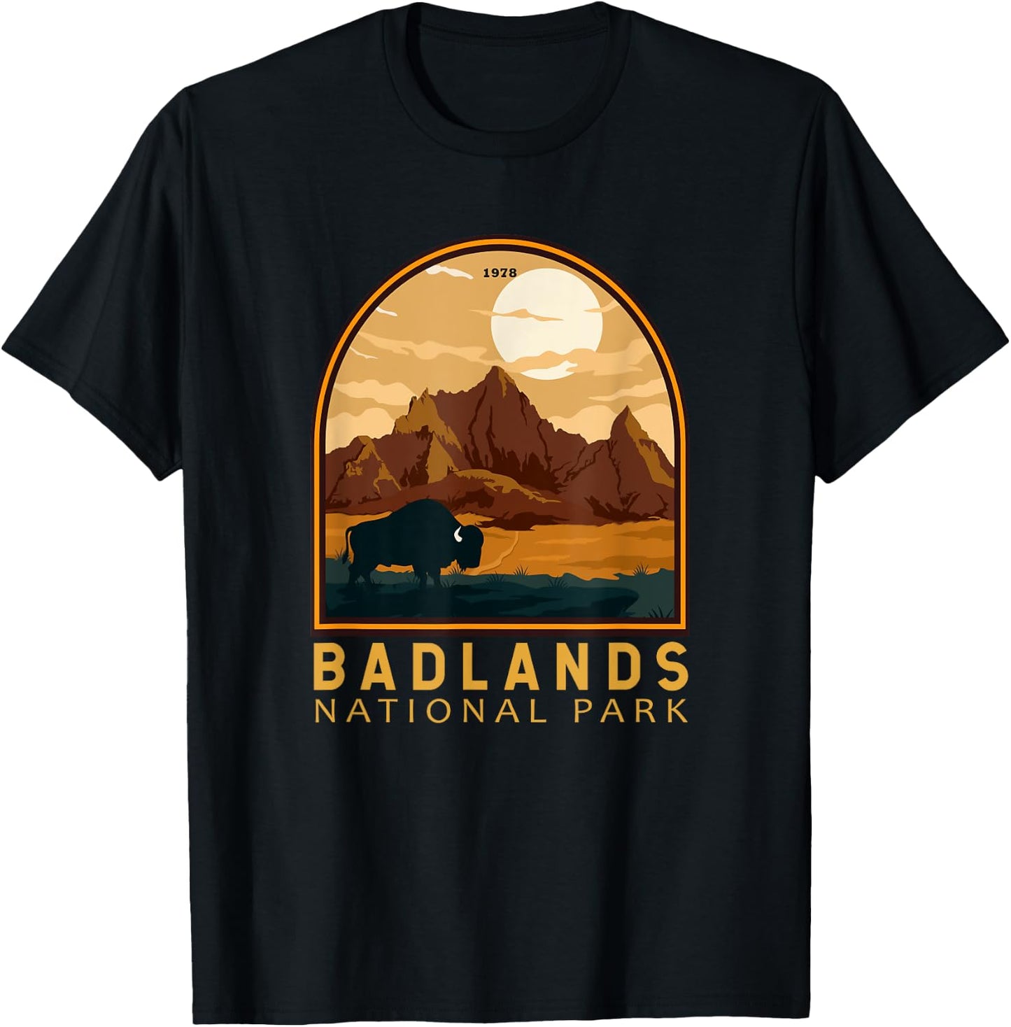 Badlands National Park South Dakota Vintage Emblem T-Shirt - T-Shirt | Black