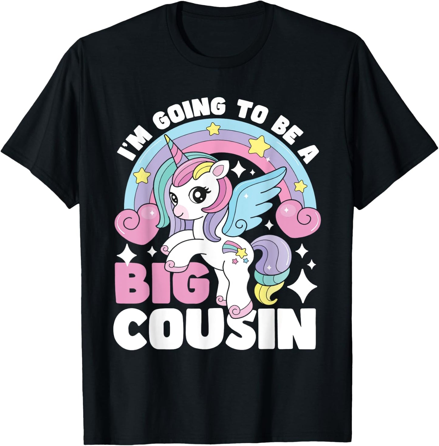 I'm Going To Be A Big Cousin - Unicorn Gender Reveal Family T-Shirt - T-Shirt | Black