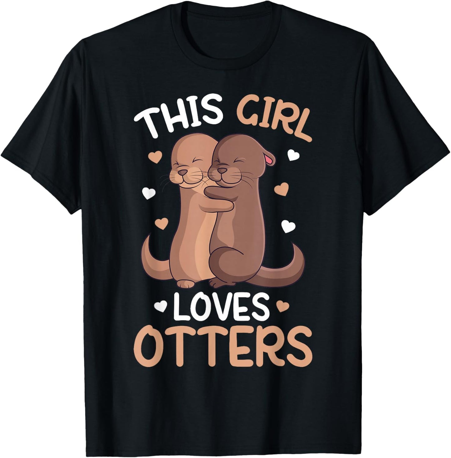 This Girl Loves Loves Otters Girls Kids Otter T-Shirt - T-Shirt | Black