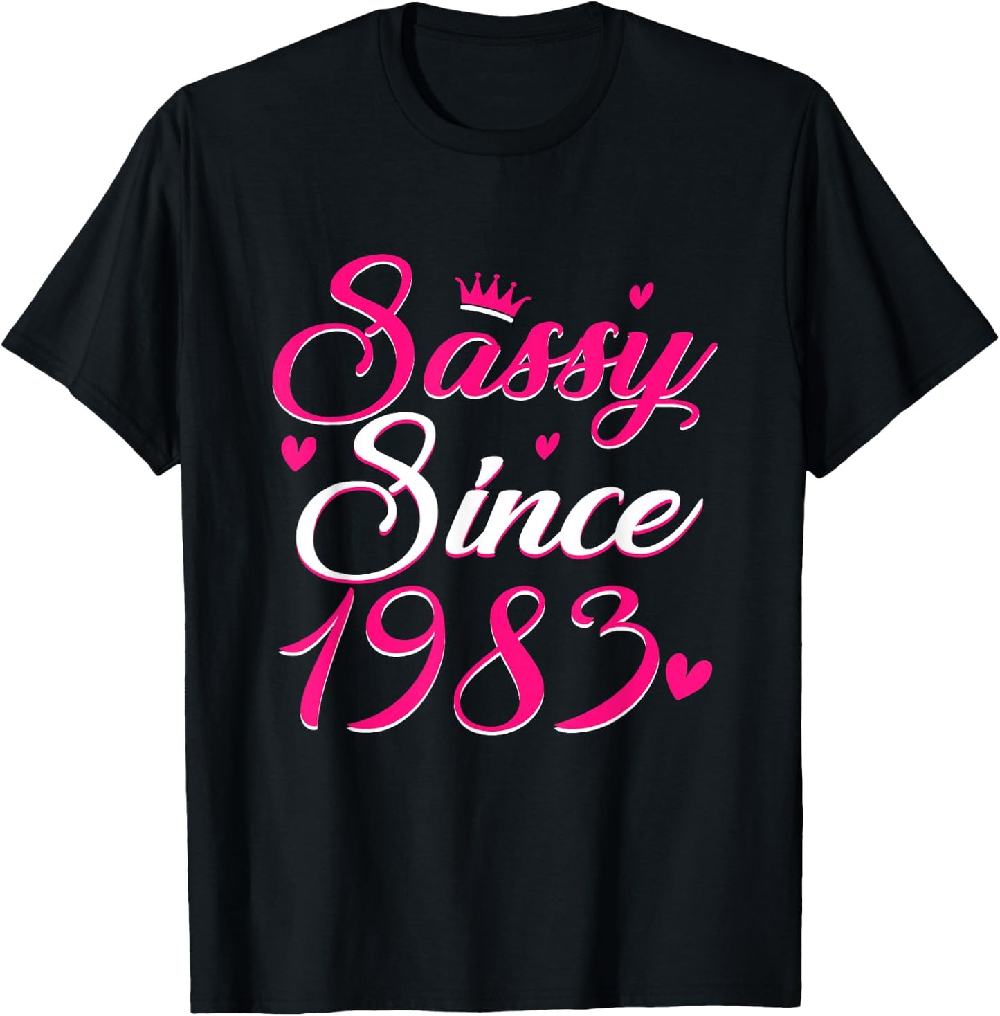 Vintage Sassy Since 1983 42 Years Old Birthday Women Girl T-Shirt - T-Shirt | Black