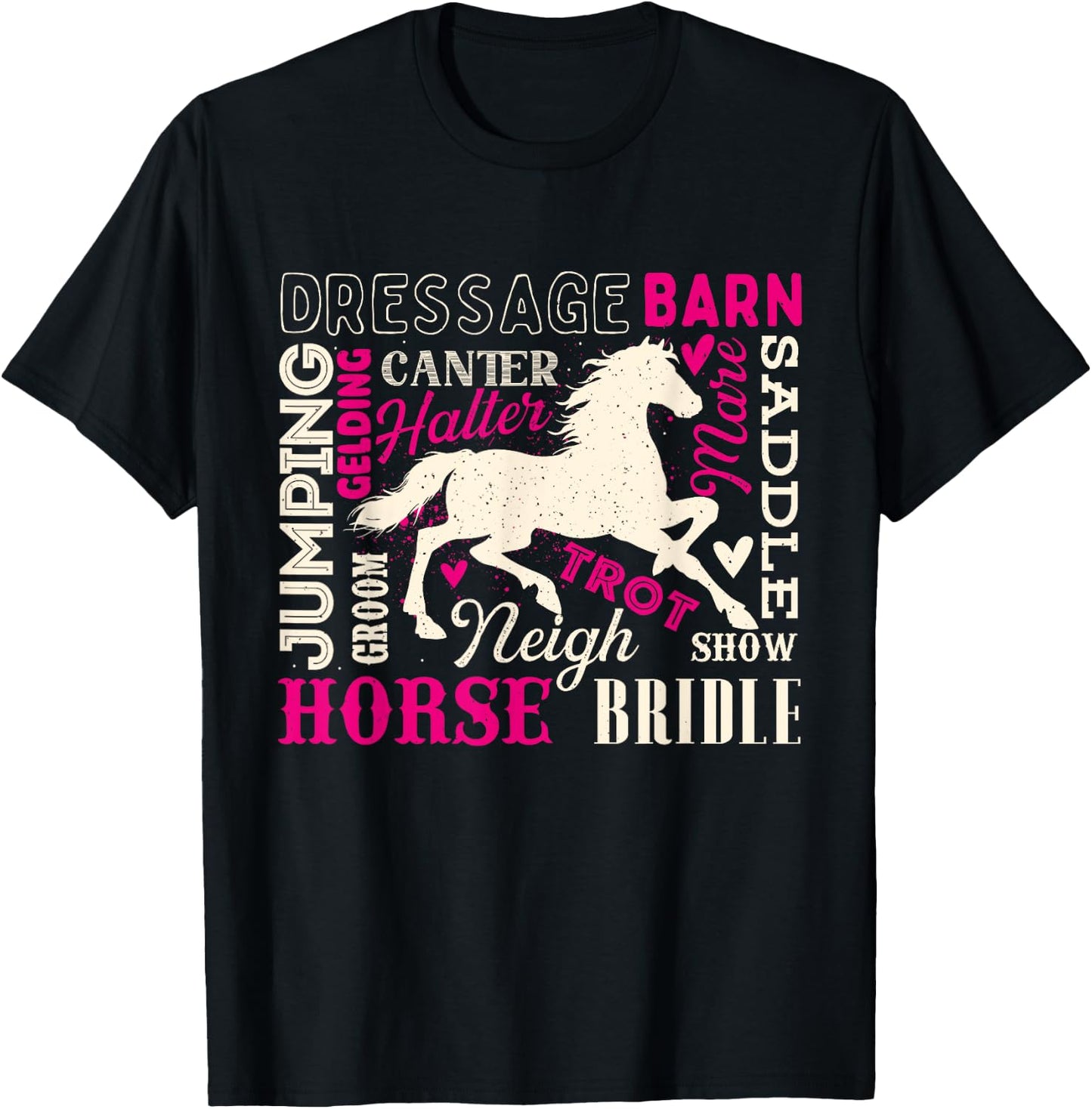 Typography Horses - Horseman Horse Owner Equestrian Riding T-Shirt - T-Shirt | Black