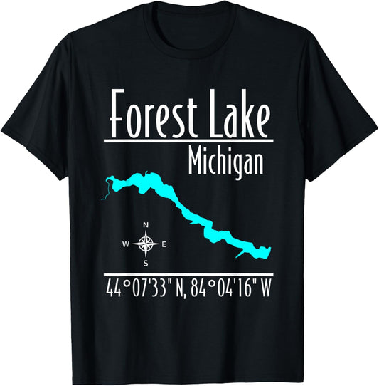 Modern Forest Lake - Michigan T-Shirt - T-Shirt | Black