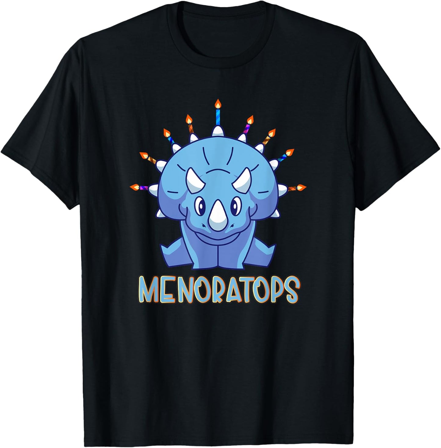 Dinosaur menorah triceratops "menoratops" hanukkah T-Shirt - T-Shirt | Black