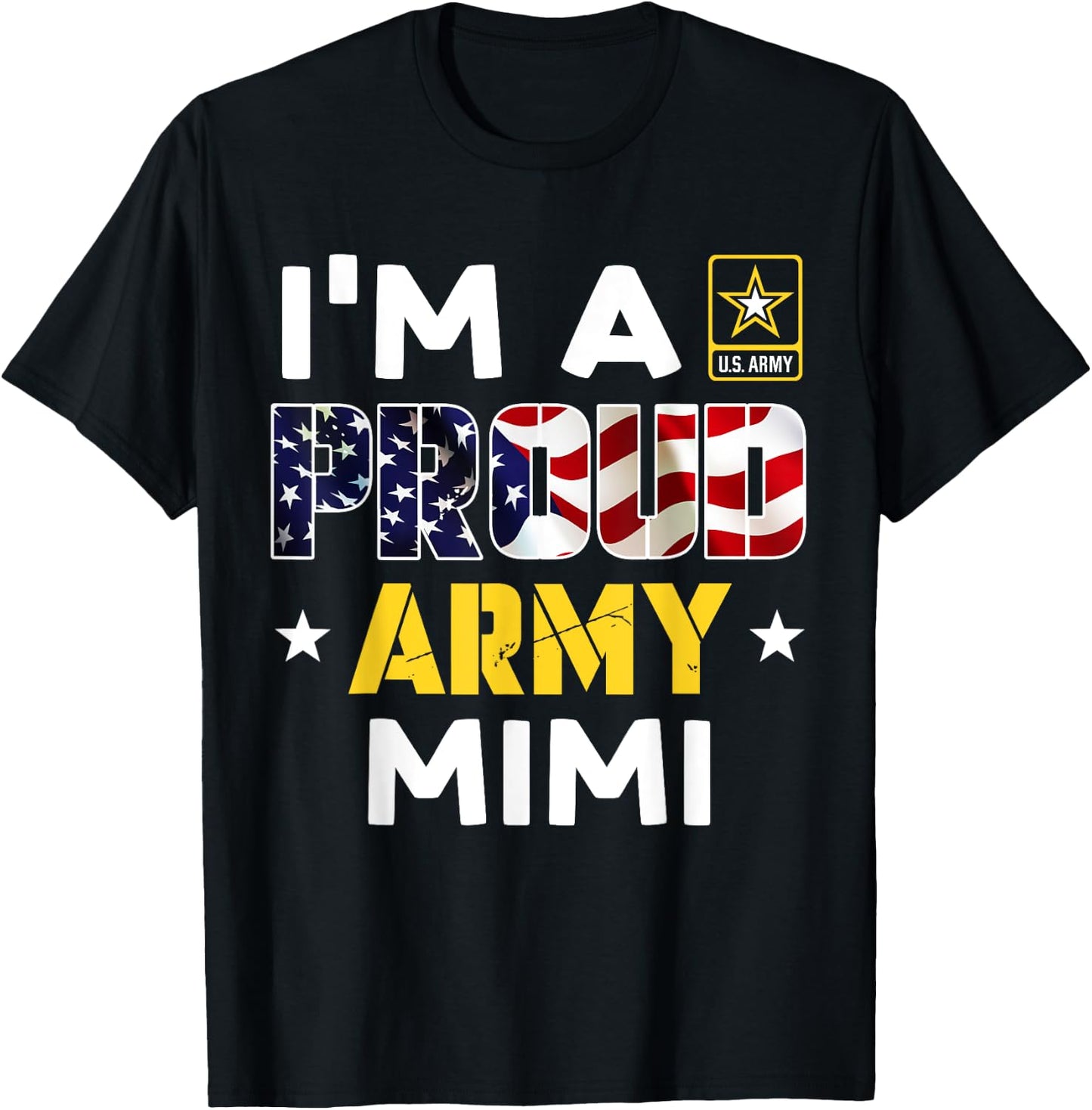 I'm a Proud Army MIMI USA American Flag Dog Tag Family T-Shirt - T-Shirt | Black