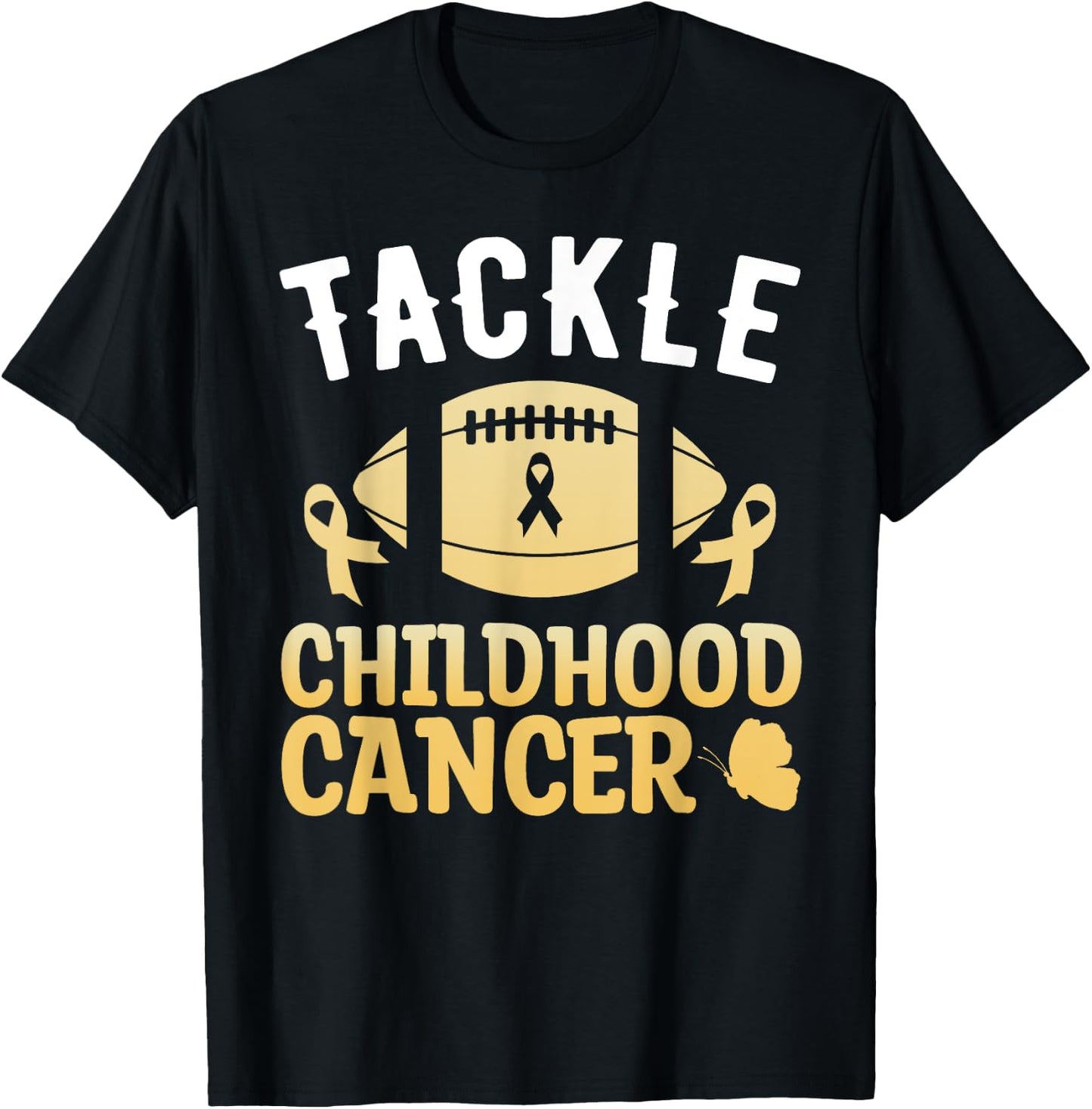 Football Childhood Cancer Awareness Tackle Childhood Cancer T-Shirt - T-Shirt | Black