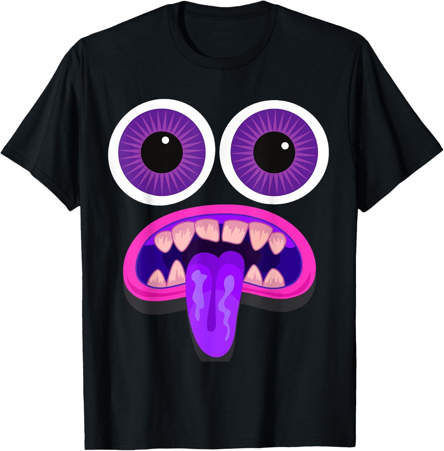 Men's Women's Purple Monster Face Halloween Costume T-Shirt - T-Shirt | Black