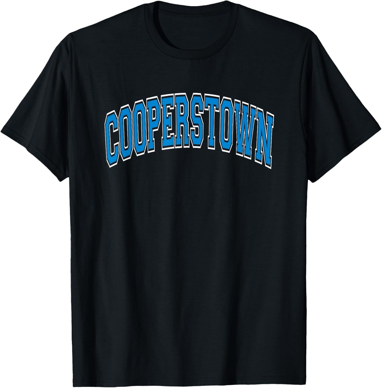 Cooperstown Arched Blue Text T-Shirt - T-Shirt | Black