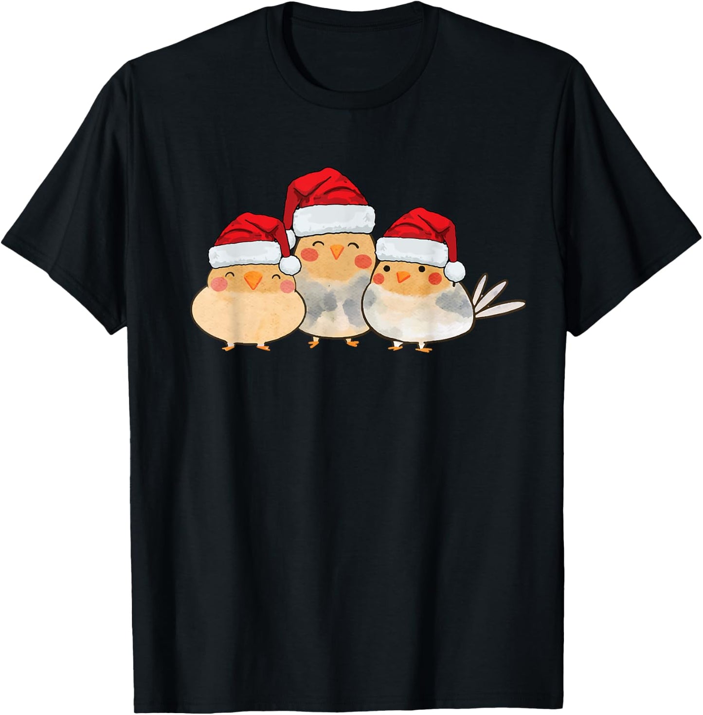 Cockatiel Lutino yellow cute birds wearing christmas costume T-Shirt - T-Shirt | Black