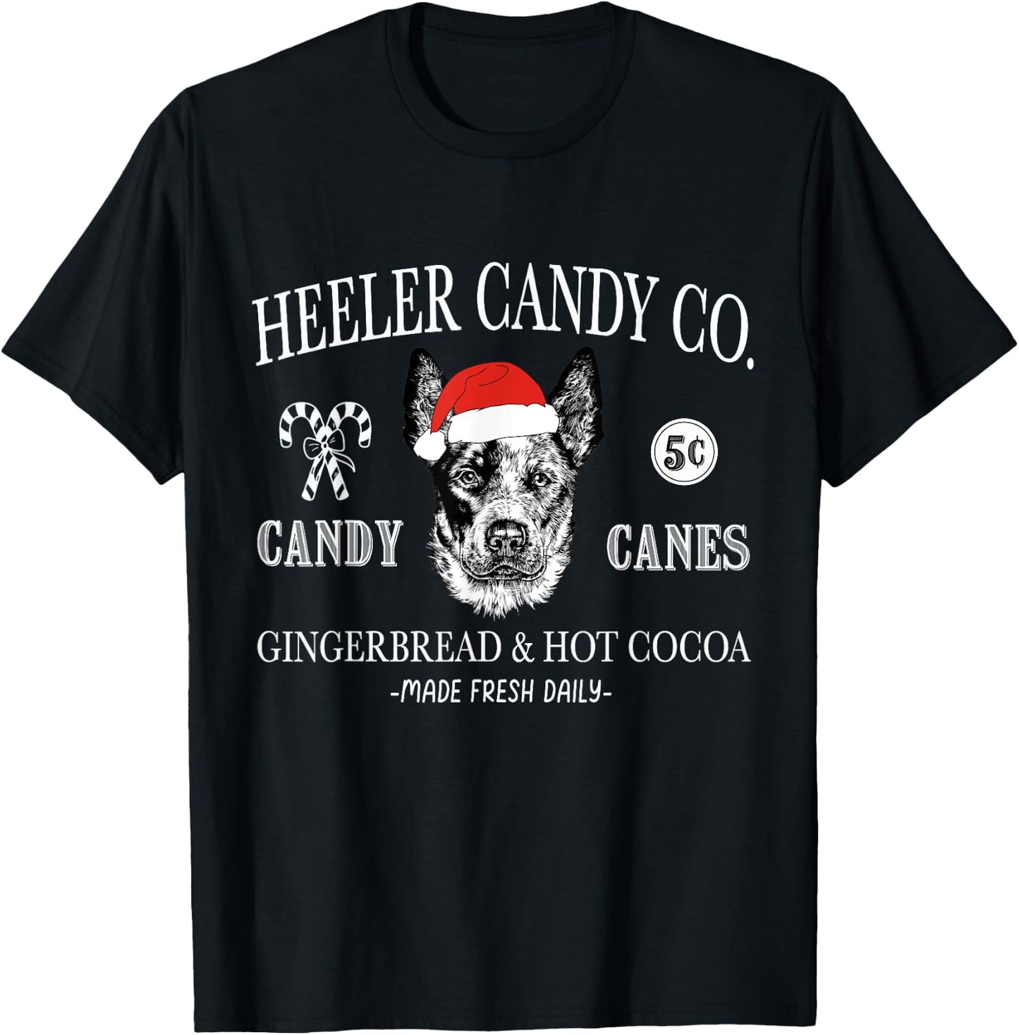 Funny Santa Australian Cattle Dog Christmas Vintage Holiday Men Women Kids T-Shirt - T-Shirt | Black