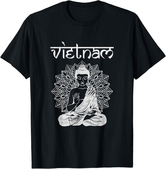 Vintage Vietnam Shirt Buddha Spiritual Saigon Hanoi T-Shirt - T-Shirt | Black