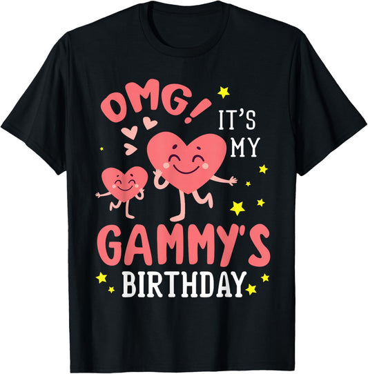 Hearts Faces Dancing Together OMG It's My Gammy's Birthday T-Shirt - T-Shirt | Black