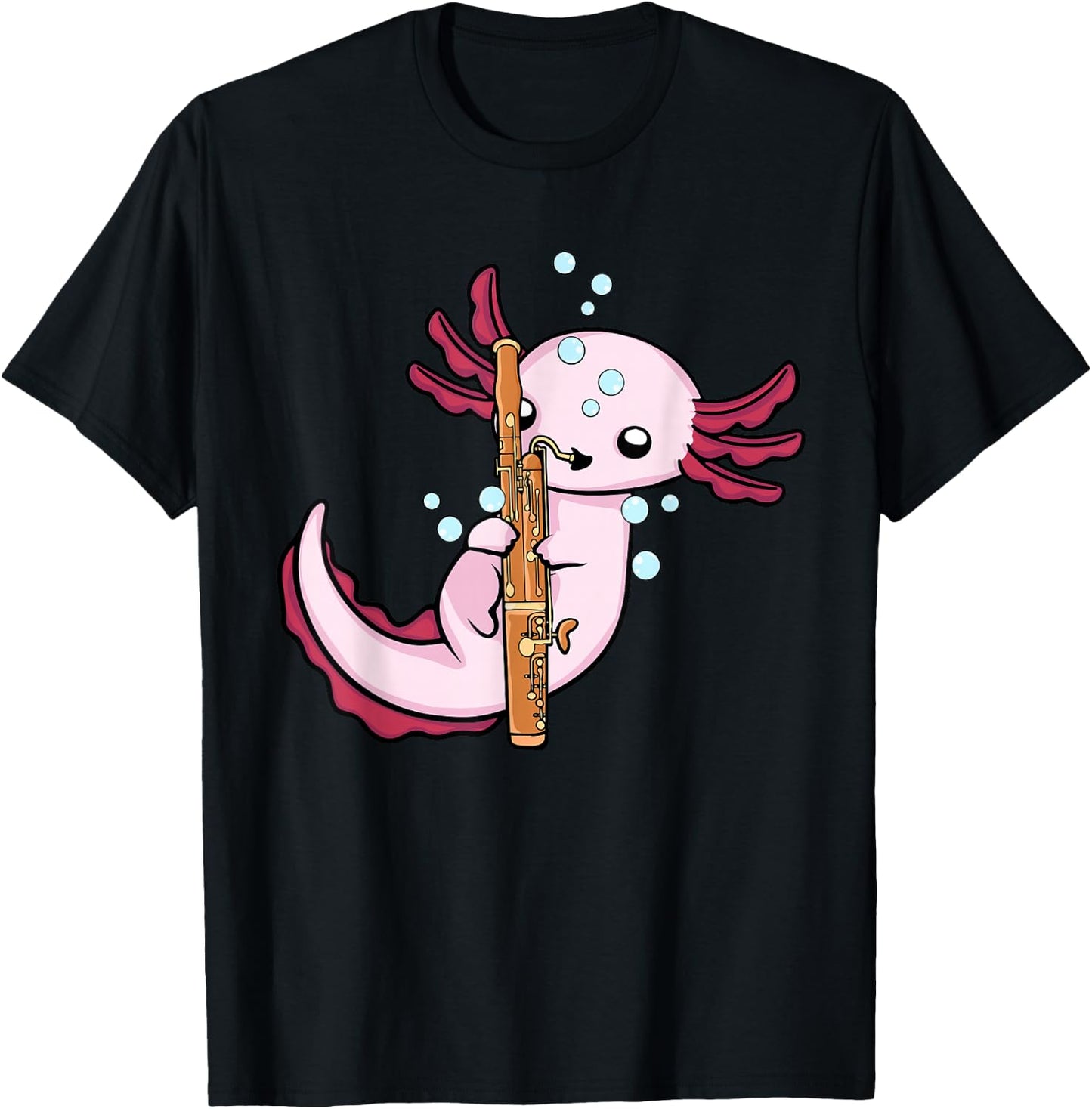 Underwater Axolotl Bassoon Player Kids Music Bassoon T-Shirt - T-Shirt | Black