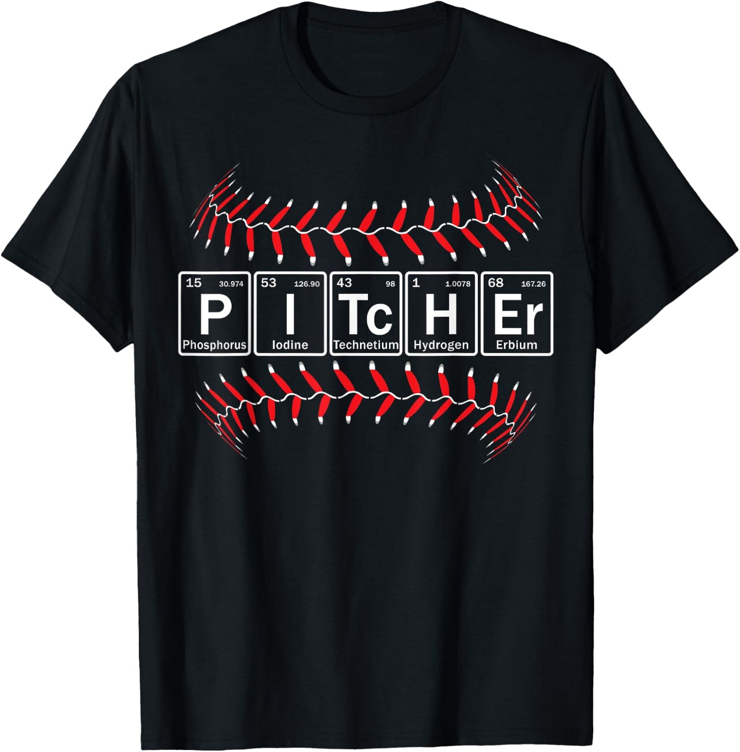 Baseball Pitcher in Periodic Table Elements T-Shirt - T-Shirt | Black