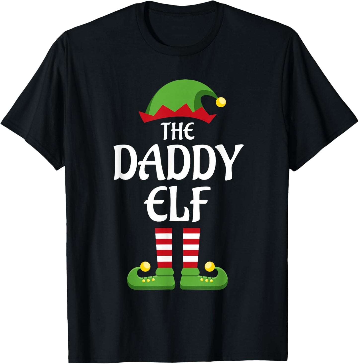Daddy Elf Family Matching Group Christmas Dad T-Shirt - T-Shirt | Black