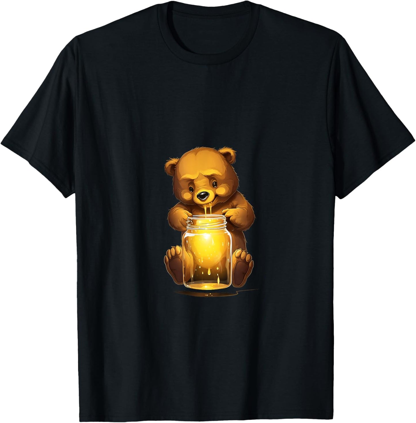 Bear Honey Jar Grizzly Kawaii T-Shirt - T-Shirt | Black