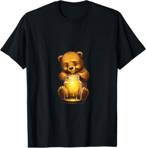 Bear Honey Jar Grizzly Kawaii T-Shirt - T-Shirt | Black