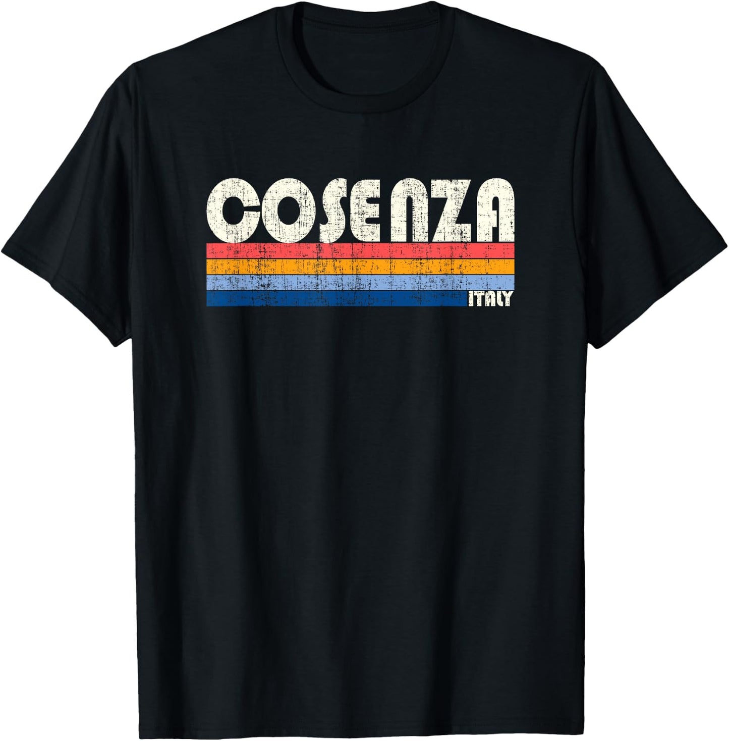 Cosenza, Italy Retro 70s 80s Style T-Shirt - T-Shirt | Black