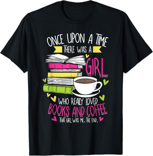 Book Lover & Coffee Reader Reading Quote Women & Girls T-Shirt - T-Shirt | Black