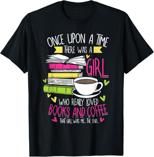 Book Lover & Coffee Reader Reading Quote Women & Girls T-Shirt - T-Shirt | Black