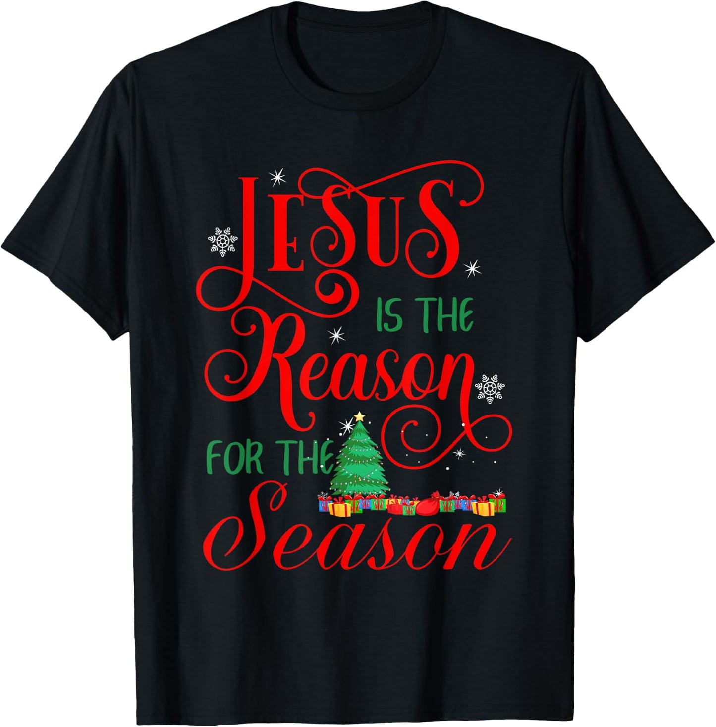 Jesus Is The Reason For The Season Christian Christmas T-Shirt - T-Shirt | Black